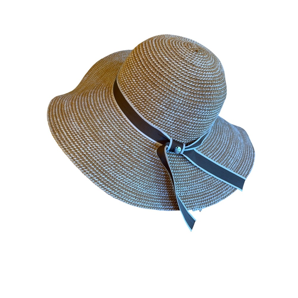Lucky 7 Straw Sun Hat Wide Brim Ribbon Detail‎ Beach Vacation